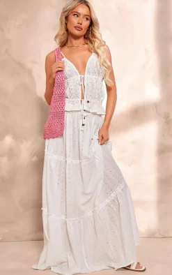 PrettyLittleThing Camisole*Broderie Tie Front Crop Cami Top