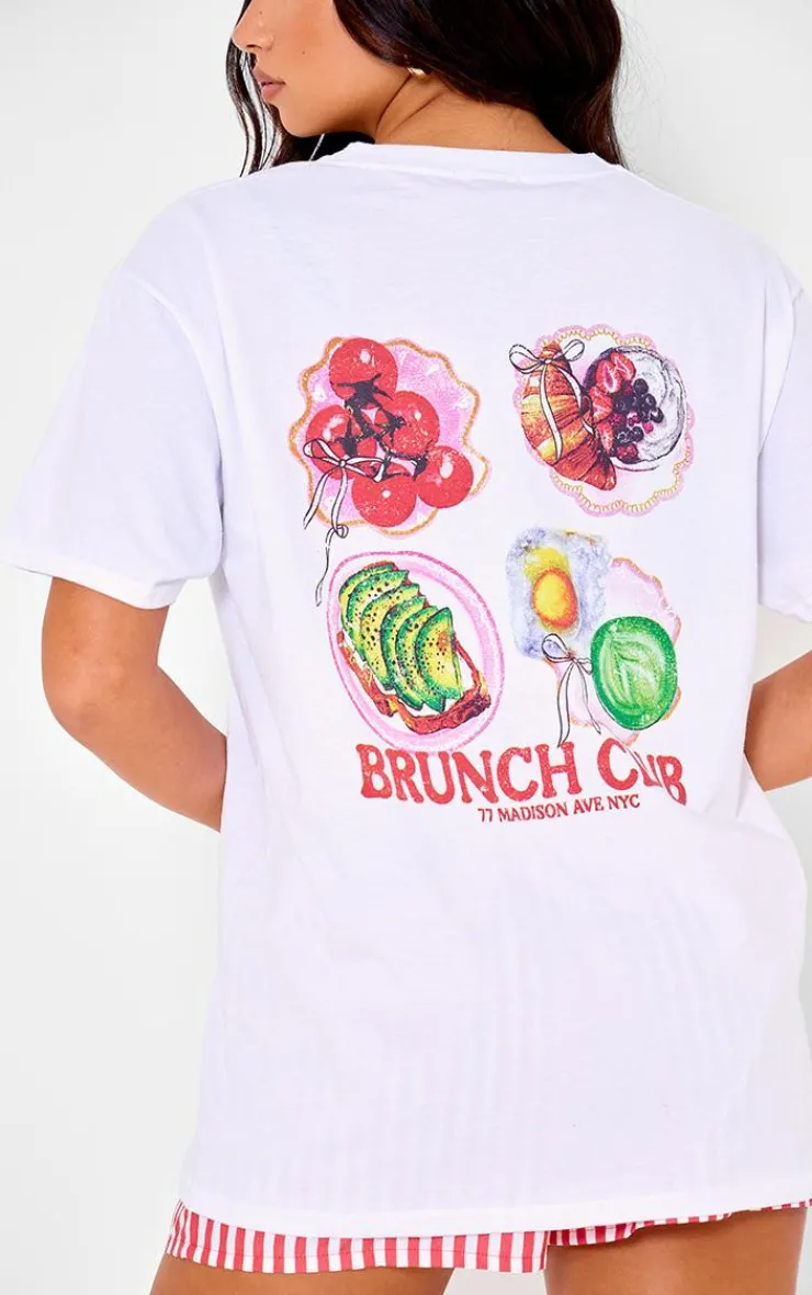 PrettyLittleThing T-Shirts*Brunch Club Back Print Oversized T Shirt