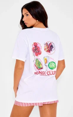 PrettyLittleThing T-Shirts*Brunch Club Back Print Oversized T Shirt