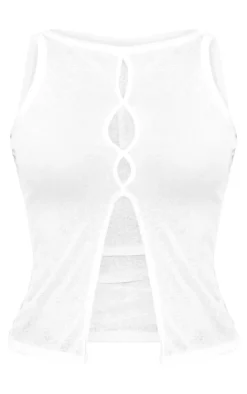 PrettyLittleThing Sleeveless Tops*Burnout Mesh Cut Out Split Hem Long Top