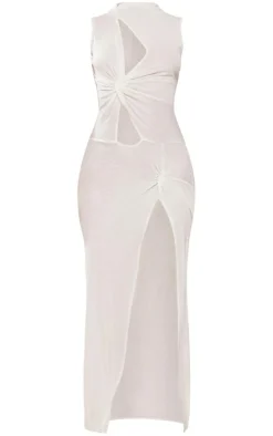 Burnout Mesh Twist Detail Cut Out Maxi Dress-PrettyLittleThing Sale