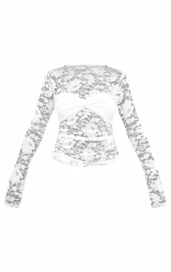 Bust Detail Lace Long Top-PrettyLittleThing Hot