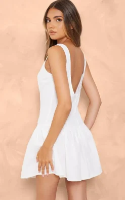 Button Down Scoop Back Shift Dress-PrettyLittleThing Clearance