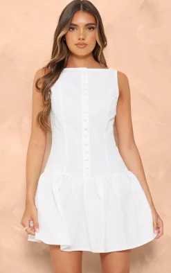 Button Down Scoop Back Shift Dress-PrettyLittleThing Clearance