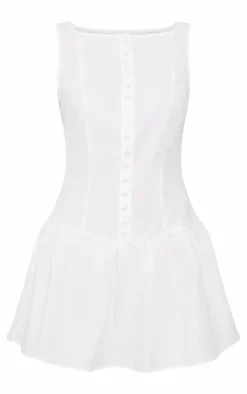 Button Down Scoop Back Shift Dress-PrettyLittleThing Clearance