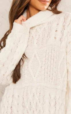 PrettyLittleThing Sweaters*Cable Panels Roll Neck Knitted Sweater