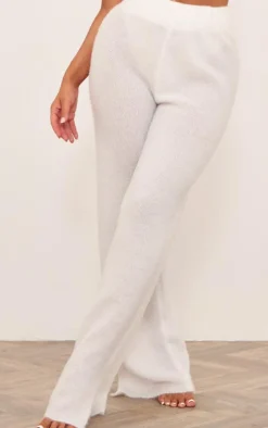 New PrettyLittleThing Candyfloss Knit Wide Leg Pants White