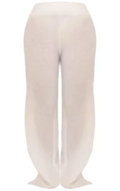 New PrettyLittleThing Candyfloss Knit Wide Leg Pants White