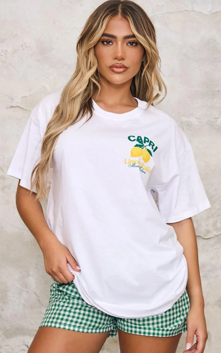 PrettyLittleThing T-Shirts*Capri Lemon Graphic Oversized T Shirt
