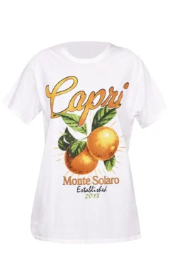 PrettyLittleThing T-Shirts*Capri Orange Graphic Oversized T Shirt