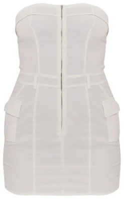 Cargo Pocket Zip Up Bandeau Bodycon Dress-PrettyLittleThing Discount