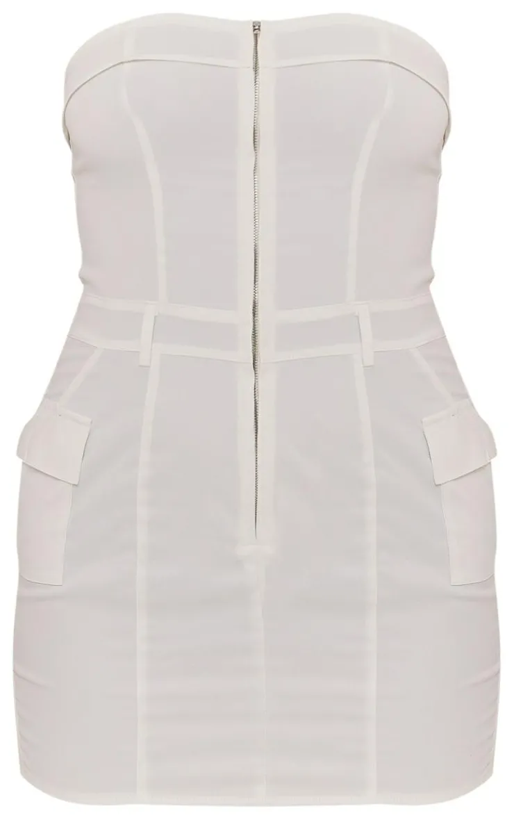 Cargo Pocket Zip Up Bandeau Bodycon Dress-PrettyLittleThing Discount