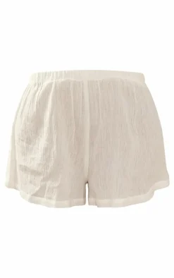 Hot PrettyLittleThing Cheesecloth Floaty Shorts White