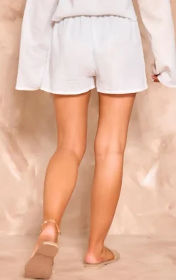 Sale PrettyLittleThing Cheesecloth Shorts White
