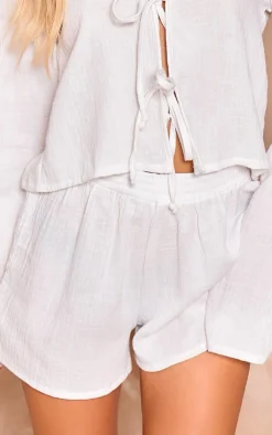 Sale PrettyLittleThing Cheesecloth Shorts White