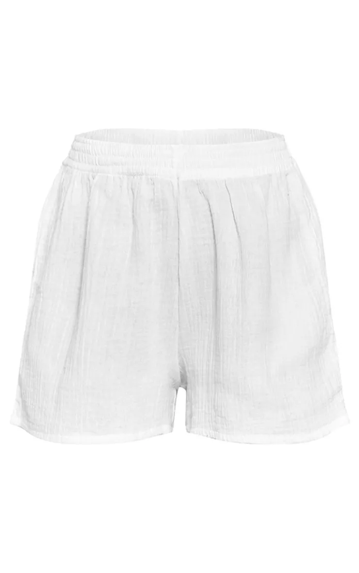 Sale PrettyLittleThing Cheesecloth Shorts White