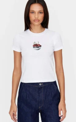 PrettyLittleThing T-Shirts*Cherry Bowl Graphic Baby Doll Tee