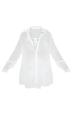 Chiffon Dip Hem Beach Shirt-PrettyLittleThing Sale