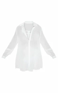 Chiffon Dip Hem Beach Shirt-PrettyLittleThing Sale