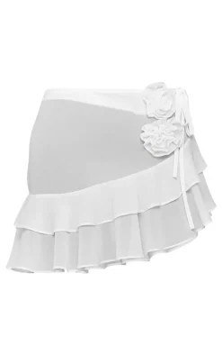 Chiffon Flower Trim Rara Beach Skirt-PrettyLittleThing Hot