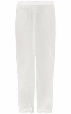 Discount PrettyLittleThing Chiffon Plisse Oversized Wide Leg Pants White