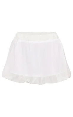 Outlet PrettyLittleThing Chiffon Ruched Mini Ruffled Skirt White