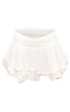 Sale PrettyLittleThing Chiffon Ruffle Low Waist Micro Mini Skirt White