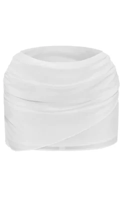 Clearance PrettyLittleThing Chiffon Wrap Mini Skirt White