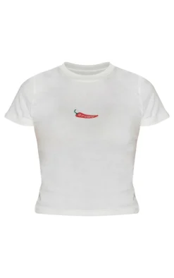 PrettyLittleThing T-Shirts*Chilli Print Fitted Short Sleeve T Shirt