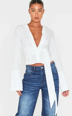 PrettyLittleThing Shirts*Cinched Tie Waist Shirt