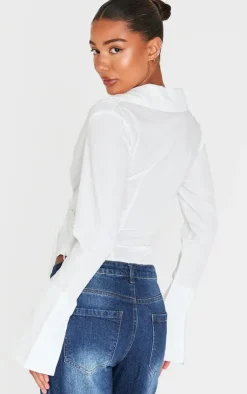 PrettyLittleThing Shirts*Cinched Tie Waist Shirt