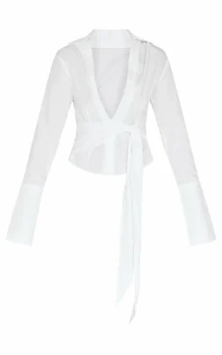 PrettyLittleThing Shirts*Cinched Tie Waist Shirt