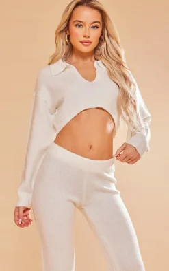 PrettyLittleThing Sweaters*Collared Crop Knit Sweater