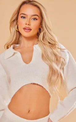PrettyLittleThing Sweaters*Collared Crop Knit Sweater