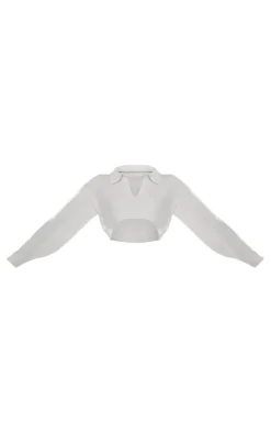 PrettyLittleThing Sweaters*Collared Crop Knit Sweater