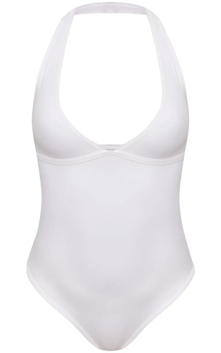 White Contour Halterneck Bodysuit