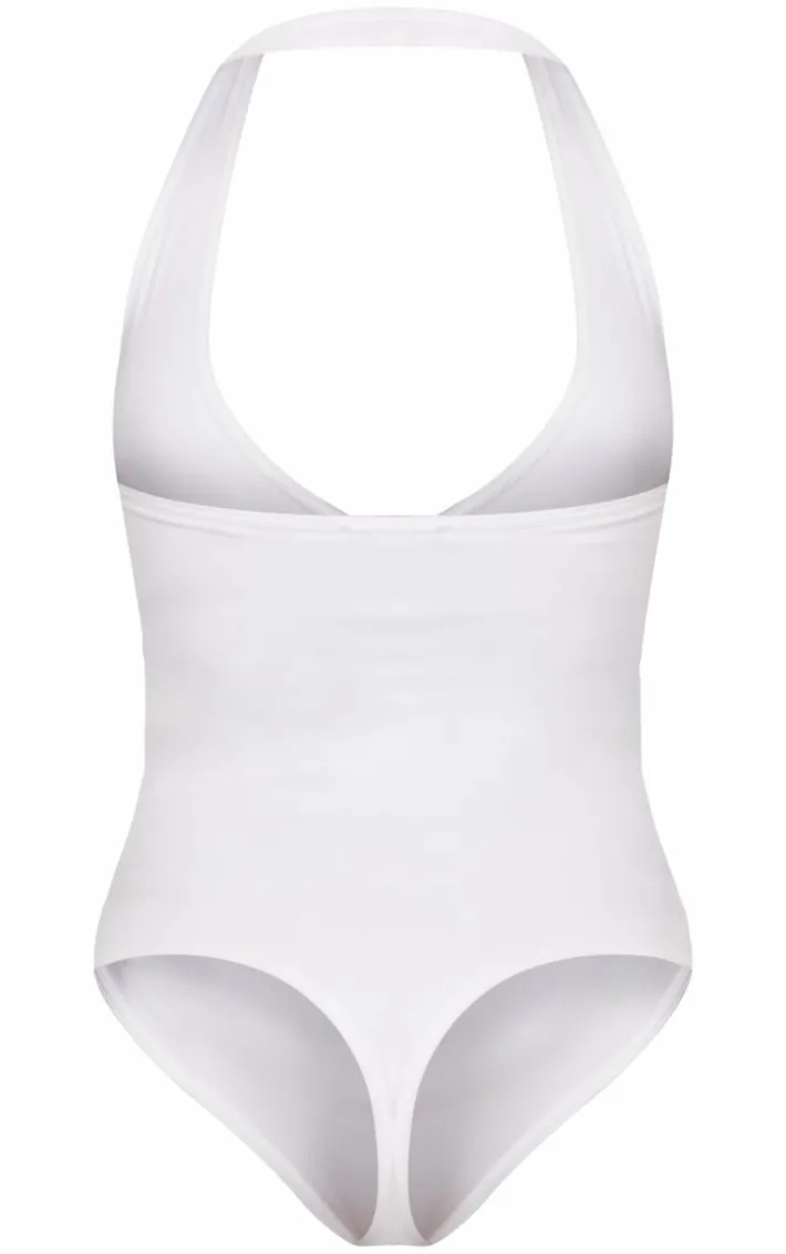White Contour Halterneck Bodysuit