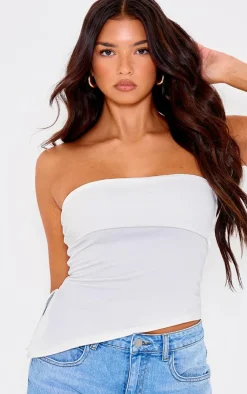 PrettyLittleThing Snatched*Contour Jersey Asymmetric Hem Bandeau Top