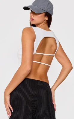 PrettyLittleThing Snatched*Contour Jersey Strappy Back Detail Crop Top