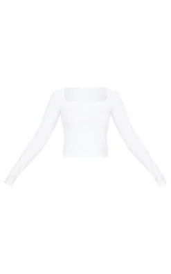 PrettyLittleThing Snatched*Contour Pointelle Square Neck Long Sleeve Top