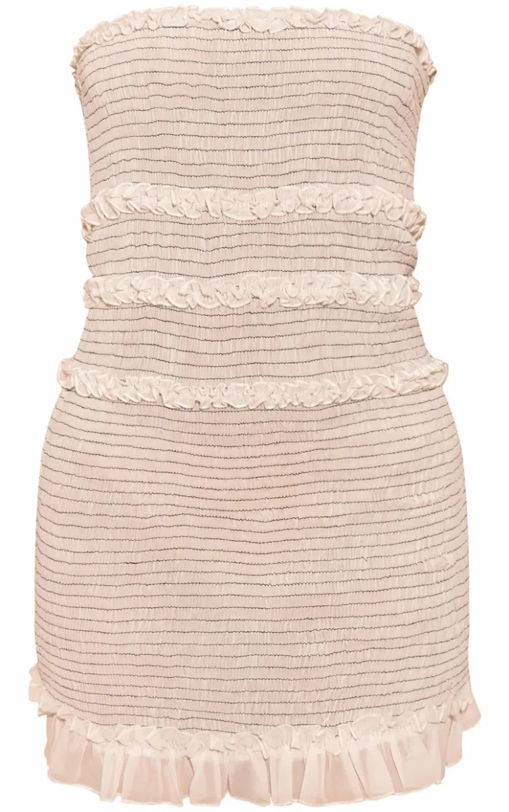 Contrast Shirred Frill Bodycon Dress-PrettyLittleThing Best