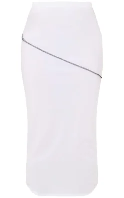 Best PrettyLittleThing Contrast Stitch Low Rise Midi Skirt White
