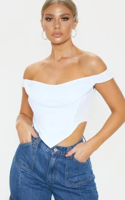 Corset Mesh Bardot Top-PrettyLittleThing Outlet