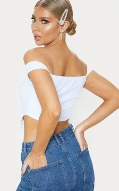 Corset Mesh Bardot Top-PrettyLittleThing Outlet