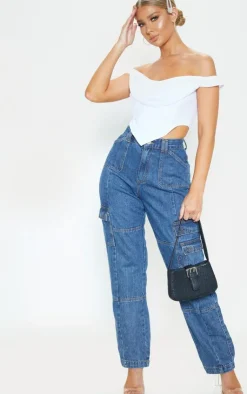 Corset Mesh Bardot Top-PrettyLittleThing Outlet