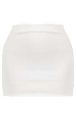 Outlet PrettyLittleThing Cotton Basic Low Rise Micro Mini Skirt White