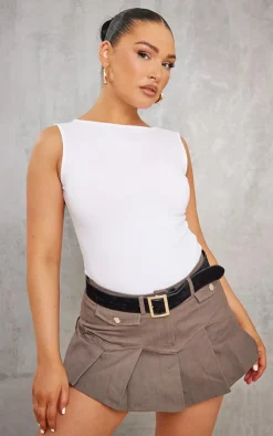 PrettyLittleThing Sleeveless Tops*Cotton Boatneck Sleeveless Top