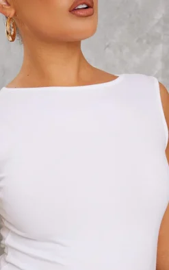PrettyLittleThing Sleeveless Tops*Cotton Boatneck Sleeveless Top