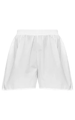 PrettyLittleThing Cotton Poplin Oversized Shorts White