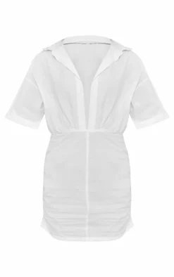 Cotton Poplin Ruched Shirt Dress-PrettyLittleThing Clearance